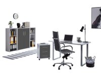 Büromöbel-Set TABOR 2 in lichtgrau / anthrazit matt, Arbeitszimmer Komplett-Set Büro