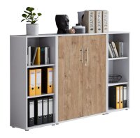 Büromöbel-Set TABOR 2 in lichtgrau / Gold Harbor Oak, Arbeitszimmer Komplett-Set Büro