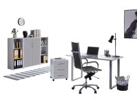 Büromöbel-Set TABOR 2 in lichtgrau / lichtgrau, Arbeitszimmer Komplett-Set Büro