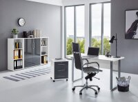 Büromöbel-Set TABOR 2 in weiß / anthrazit Hochglanz, Arbeitszimmer Komplett-Set Büro