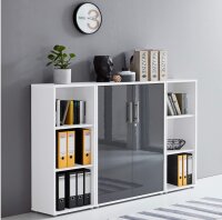 Büromöbel-Set TABOR 2 in weiß / anthrazit Hochglanz, Arbeitszimmer Komplett-Set Büro