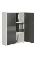 Büromöbel-Set TABOR 2 in weiß / anthrazit Hochglanz, Arbeitszimmer Komplett-Set Büro