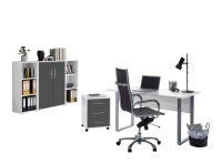 Büromöbel-Set TABOR 2 in weiß / anthrazit matt, Arbeitszimmer Komplett-Set Büro