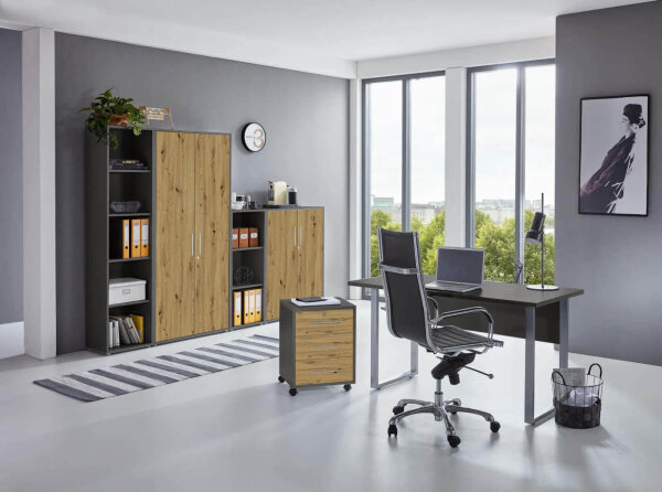 Büromöbel-Set TABOR 4 in anthrazit / Artisan Eiche, Arbeitszimmer Komplett-Set Büro