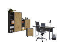 Büromöbel-Set TABOR 4 in anthrazit / Artisan Eiche, Arbeitszimmer Komplett-Set Büro