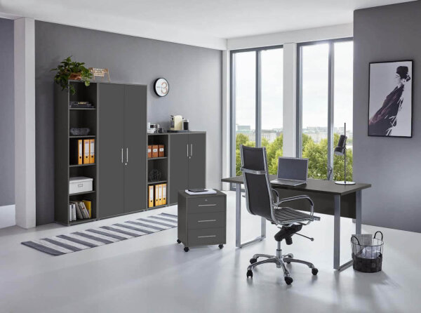 Büromöbel-Set TABOR 4 in anthrazit / anthrazit matt, Arbeitszimmer Komplett-Set Büro
