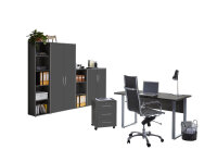 Büromöbel-Set TABOR 4 in anthrazit / anthrazit matt, Arbeitszimmer Komplett-Set Büro