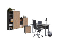 Büromöbel-Set TABOR 4 in anthrazit / Gold Harbor Oak, Arbeitszimmer Komplett-Set Büro