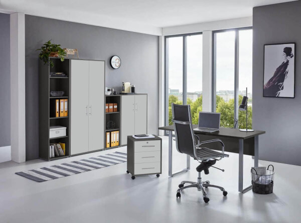 Büromöbel-Set TABOR 4 in anthrazit / lichtgrau, Arbeitszimmer Komplett-Set Büro