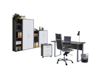 Büromöbel-Set TABOR 4 in anthrazit / weiß Hochglanz, Arbeitszimmer Komplett-Set Büro