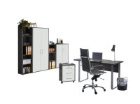 Büromöbel-Set TABOR 4 in anthrazit / weiß matt, Arbeitszimmer Komplett-Set Büro