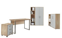 Büromöbel-Set TABOR 4 in Eiche Sonoma / lichtgrau, Arbeitszimmer Komplett-Set Büro