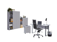 Büromöbel-Set TABOR 4 in lichtgrau / lichtgrau, Arbeitszimmer Komplett-Set Büro