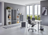 Büromöbel-Set TABOR 4 in weiß / anthrazit Hochglanz, Arbeitszimmer Komplett-Set Büro