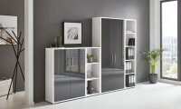 Büromöbel-Set TABOR 4 in weiß / anthrazit Hochglanz, Arbeitszimmer Komplett-Set Büro