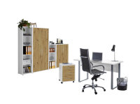 Büromöbel-Set TABOR 4 in weiß / Artisan Eiche, Arbeitszimmer Komplett-Set Büro