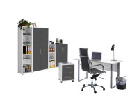 Büromöbel-Set TABOR 4 in weiß / anthrazit matt, Arbeitszimmer Komplett-Set Büro