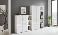 Büromöbel-Set TABOR 4 in weiß / weiß Hochglanz, Arbeitszimmer Komplett-Set Büro