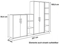Büromöbel-Set TABOR PRO 4 in Eiche Sonoma / weiß matt, Arbeitszimmer Komplett-Set