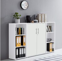 Aktenschrank TABOR 2 in weiß / weiß matt, Schrankwand, Büroschrank, abschließbar, Metallgriffe