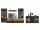 Wohnwand Anbauwand SONARE, Eiche Altholz Nb. / Hirnholz, schwarz MDF, inkl. LED-Beleuchtung