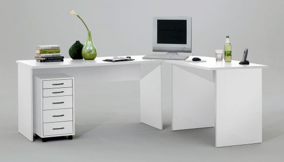 Schreibtisch TILL mit Rollcontainer in weiß